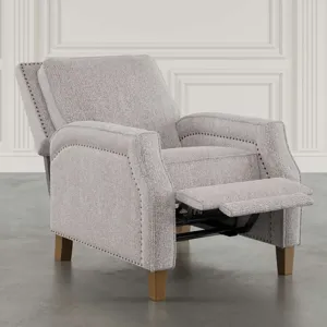 York Modern Transitional Linen Upholstered Recliner Accent Chair With Nailhead Trim