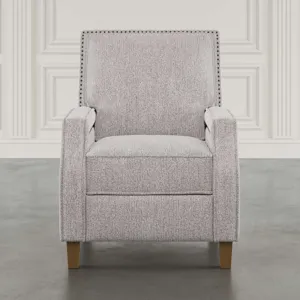 York Modern Transitional Linen Upholstered Recliner Accent Chair With Nailhead Trim