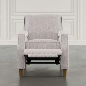 York Modern Transitional Linen Upholstered Recliner Accent Chair With Nailhead Trim
