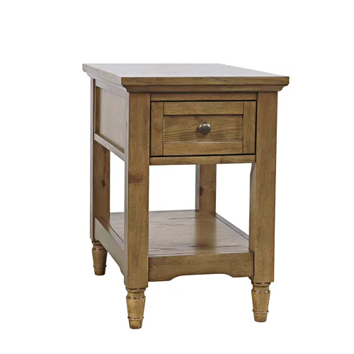 Brentwood Modern Transitional Chairside End Table With Drawer And Storage Shelf