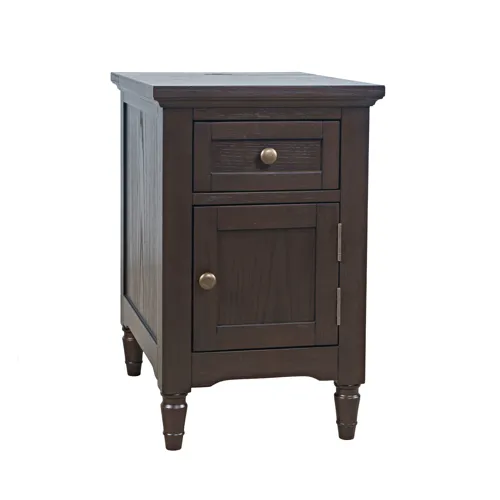 Brentwood Modern Transitional USB Charging End Table With Storage Cabinet