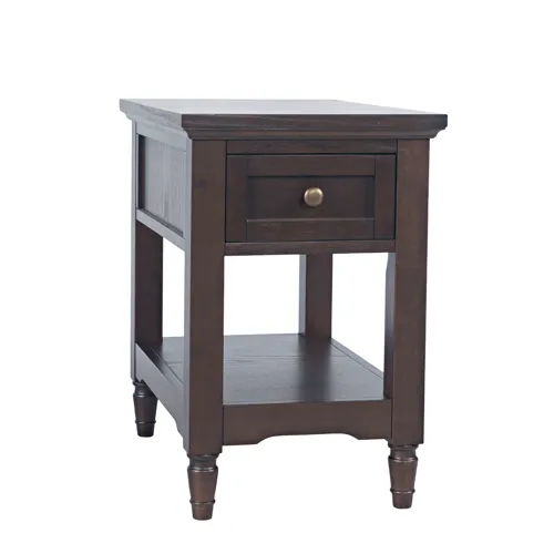 Brentwood Modern Transitional Chairside End Table With Drawer And Storage Shelf