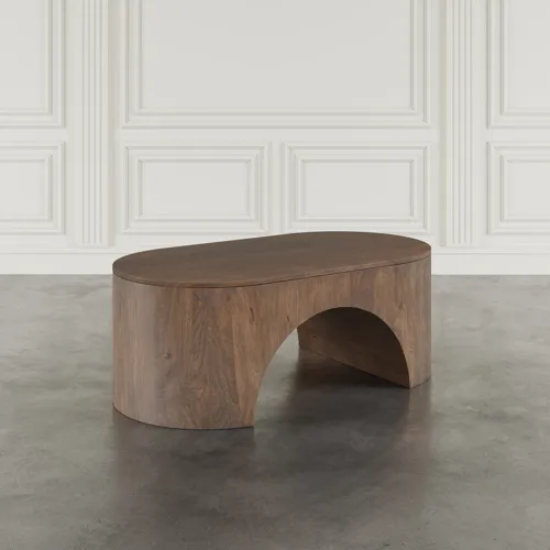 Luna 48" Modern Architectural Pedestal Curved Coffee Table