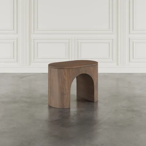Luna Modern Architectural Pedestal Curved End Table