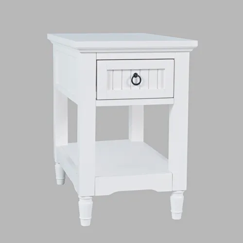 Westport Modern Farmhouse Chairside End Table With Storage Shelf