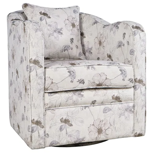 Daisy Bloom Classic Traditional Swivel Accent Armchair With Pillow