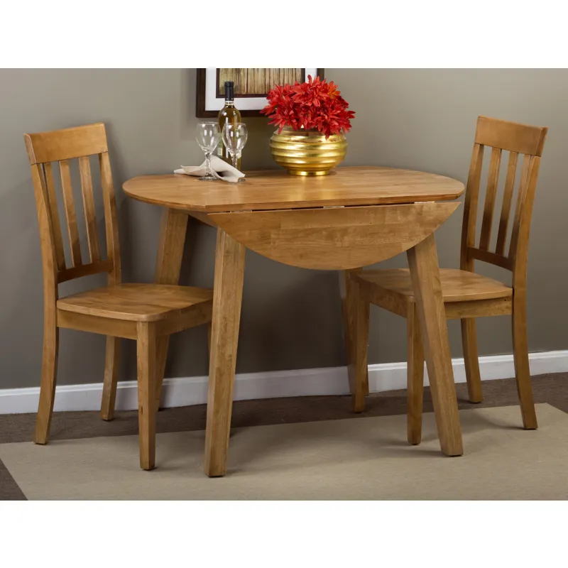 Simplicity Round Table and 2 Chair Set with Slat Back Chairs