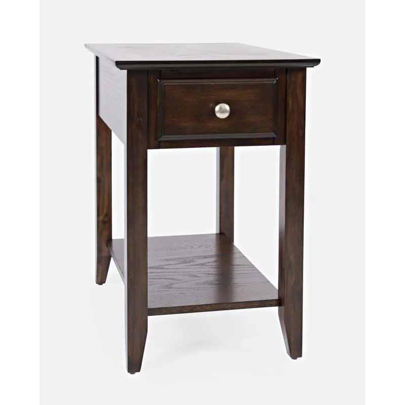Modern Chairside Complete End Table With Shelf And Drawer