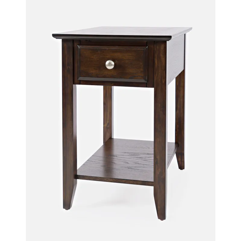 Modern Chairside Complete End Table With Shelf And Drawer