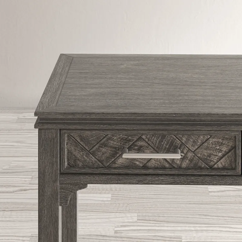 Gramercy Mid-Century Modern Chevron Three Drawer USB Charging Desk