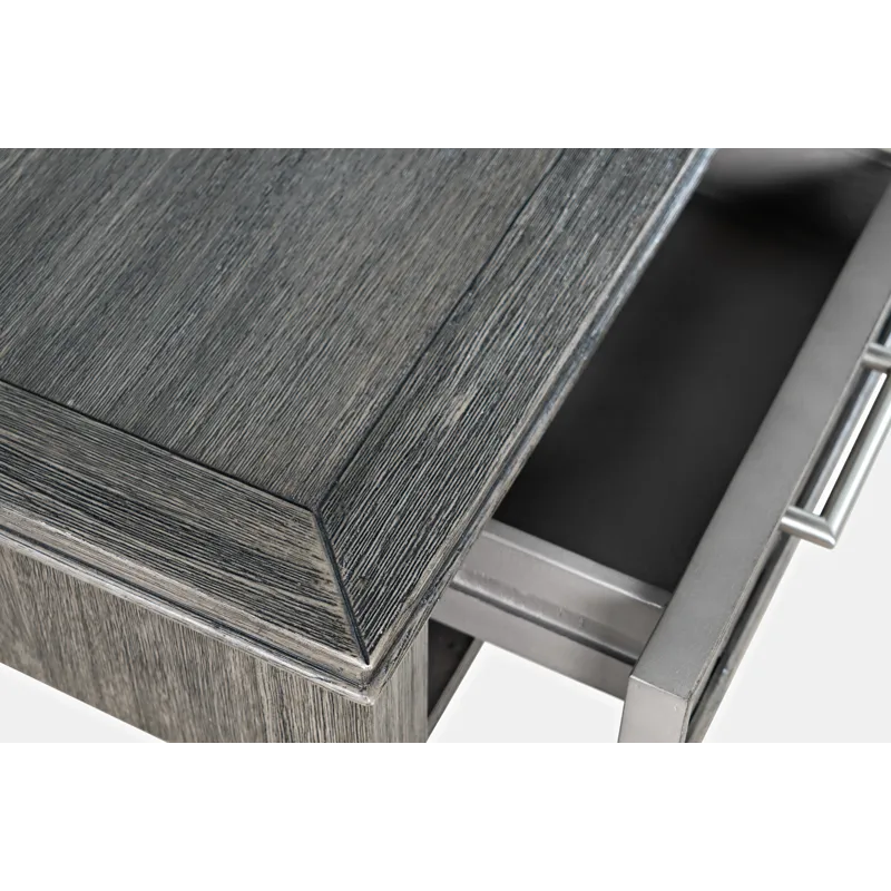 Gramercy Mid-Century Modern Chevron Three Drawer USB Charging Desk