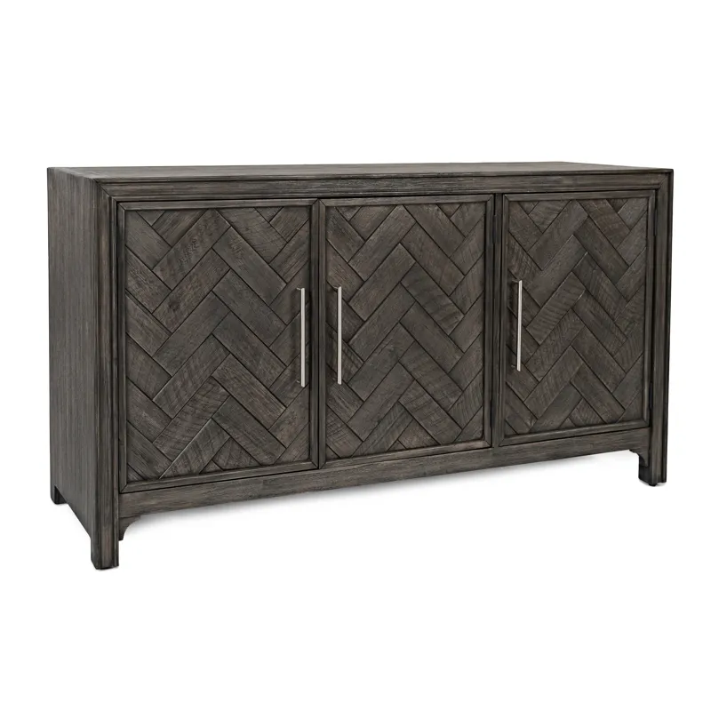 Gramercy Mid-Century Modern Chevron Three Door 60\" Accent Cabinet