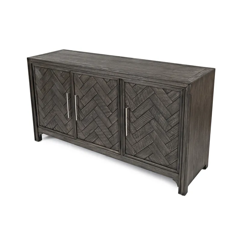 Gramercy Mid-Century Modern Chevron Three Door 60\" Accent Cabinet