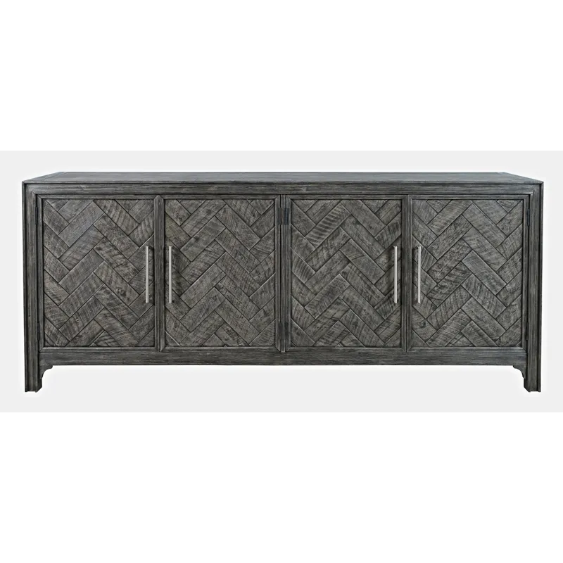 Gramercy Mid-Century Modern Chevron Four Door 79\" Accent Cabinet
