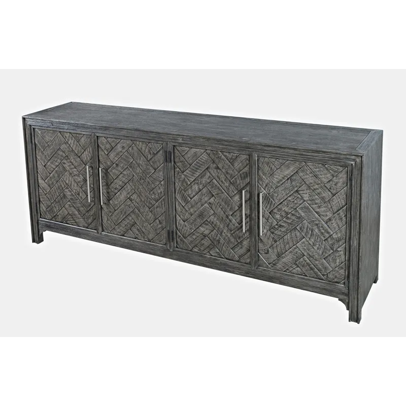 Gramercy Mid-Century Modern Chevron Four Door 79\" Accent Cabinet