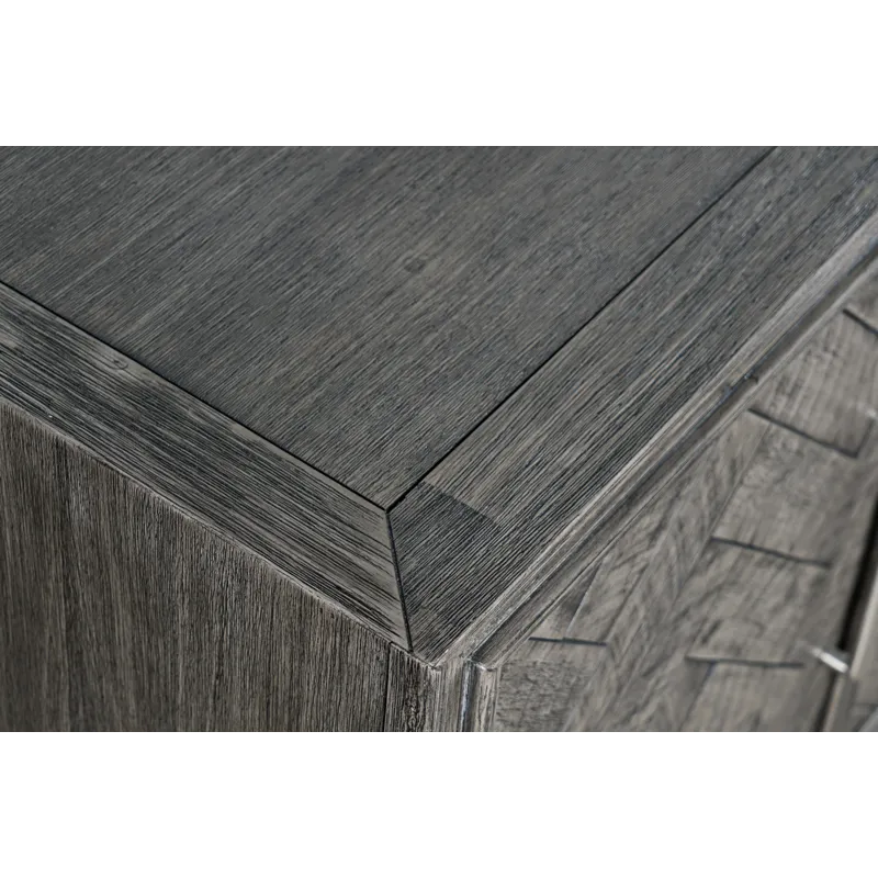 Gramercy Mid-Century Modern Chevron Four Door 79\" Accent Cabinet