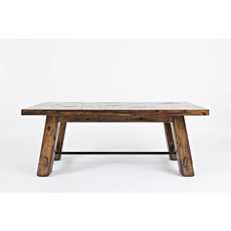 Cannon Valley Rustic Distressed Industrial Trestle 50\" Coffee Table