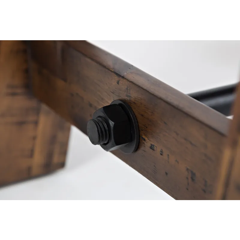 Cannon Valley Rustic Distressed Industrial Trestle End Table