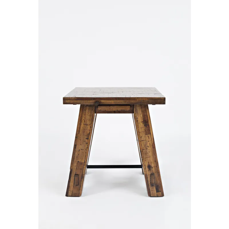 Cannon Valley Rustic Distressed Industrial Trestle End Table