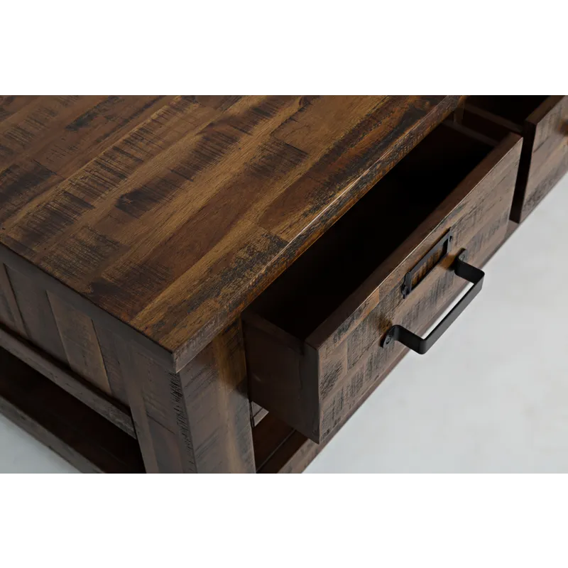 Cannon Valley Distressed Industrial Three Drawer 48\" Coffee Table