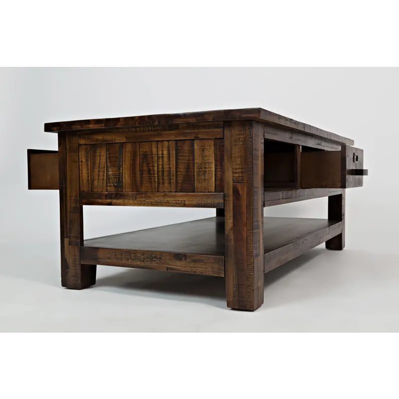 Cannon Valley Distressed Industrial Three Drawer 48\" Coffee Table