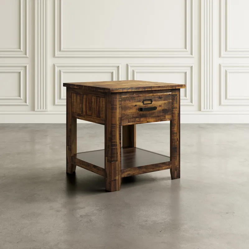 Cannon Valley Distressed Industrial End Table