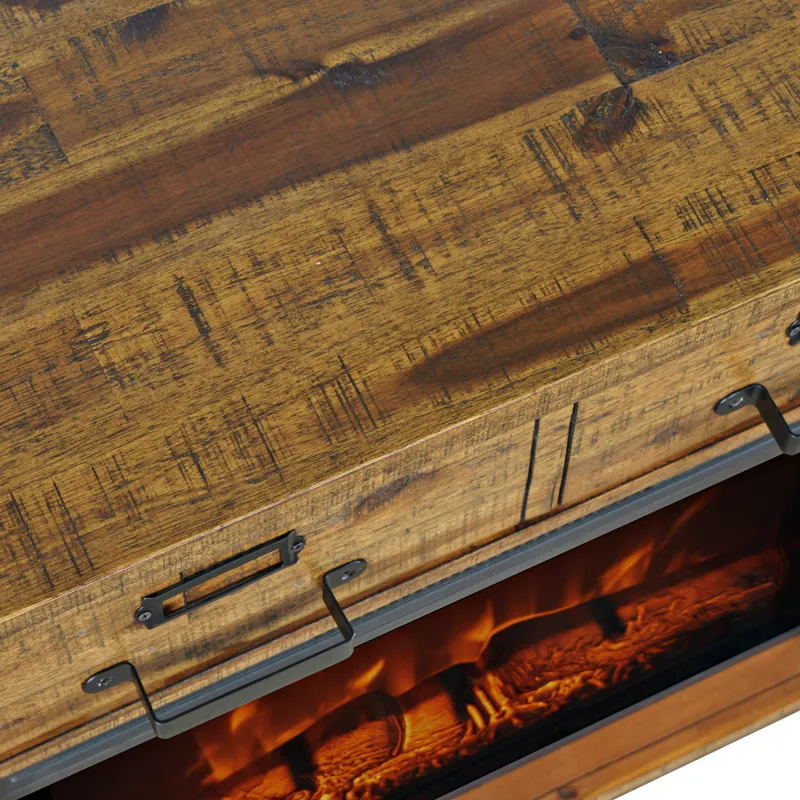 Cannon Valley Industrial Modern 32\" Electric Fireplace Console TV Stand