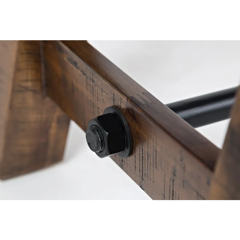 Cannon Valley Distressed Industrial 56\" Distressed Wood Bench With Upholstered Seat