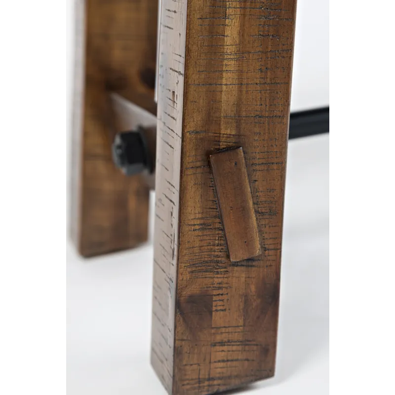 Cannon Valley Distressed Industrial 56\" Distressed Wood Bench With Upholstered Seat