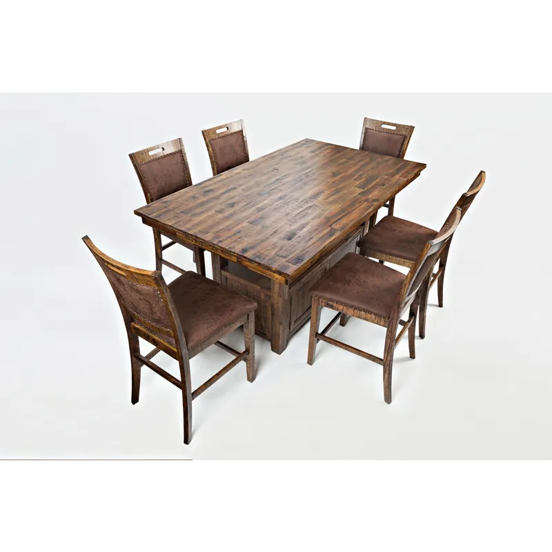 Cannon Valley Rustic Industrial Brown 72\" Table And 6 Upholstered Counter Stools