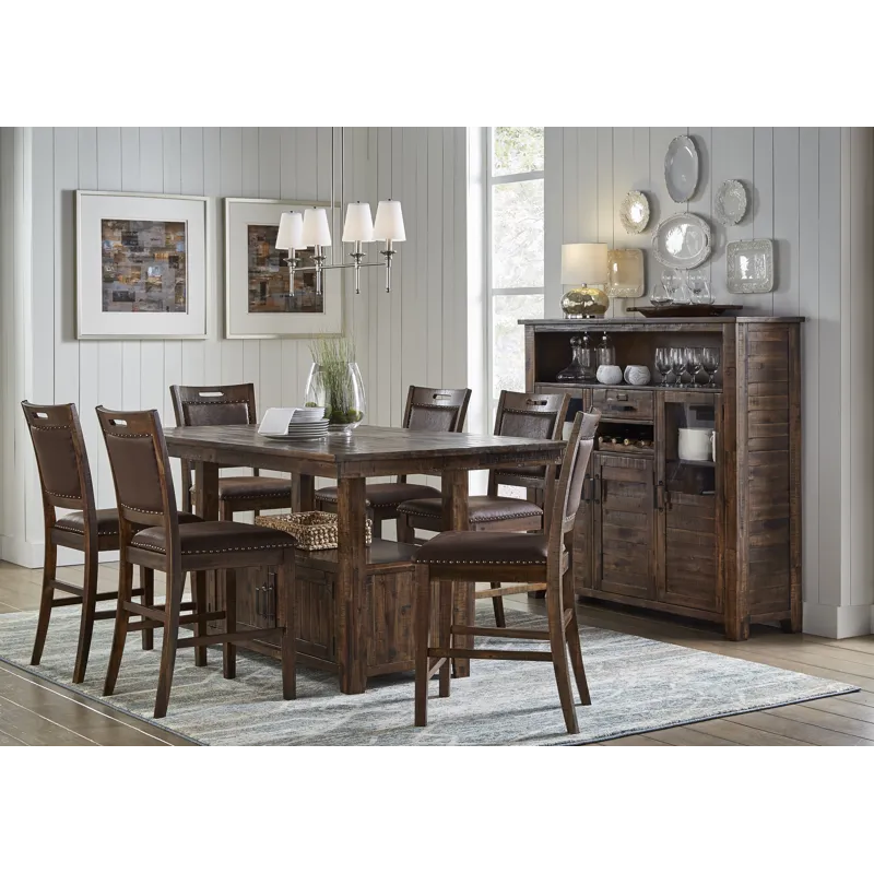 Cannon Valley Rustic Industrial Brown 72\" Table And 6 Upholstered Counter Stools