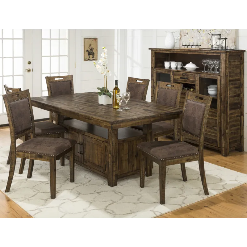 Cannon Valley Rustic Industrial Brown 72\" Table And 6 Upholstered Dining Chairs