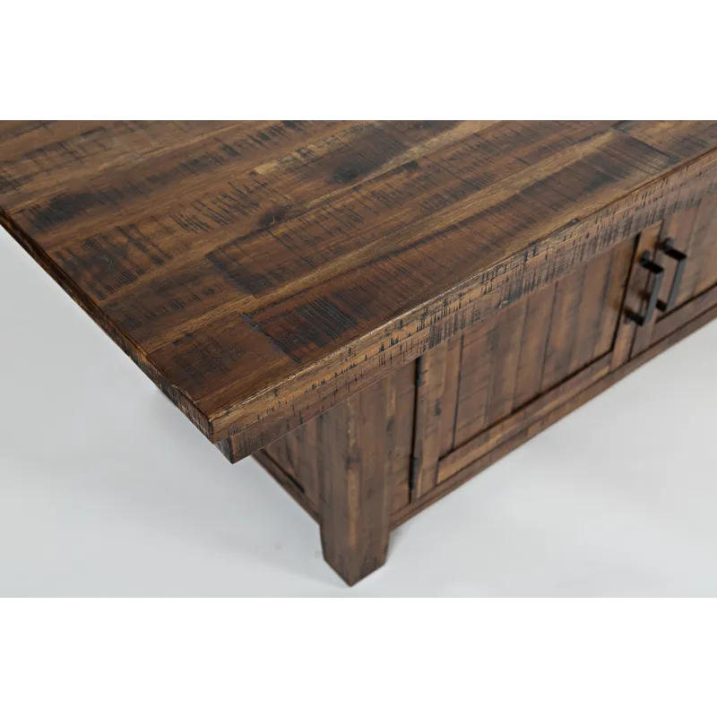 Cannon Valley Distressed Industrial 72\" Distressed Dining Table With Storage Base And Adjustable He