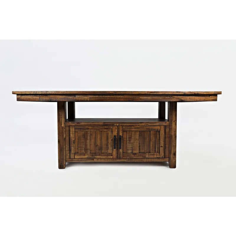 Cannon Valley Distressed Industrial 72\" Distressed Dining Table With Storage Base And Adjustable He