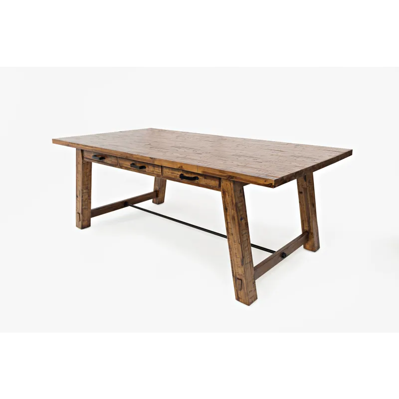 Cannon Valley Distressed Industrial 82\" Trestle Dining Table