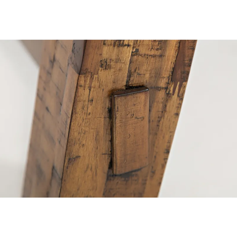 Cannon Valley Rustic Industrial Brown 82\" Table And 4 Slat Dining Chairs And Bench