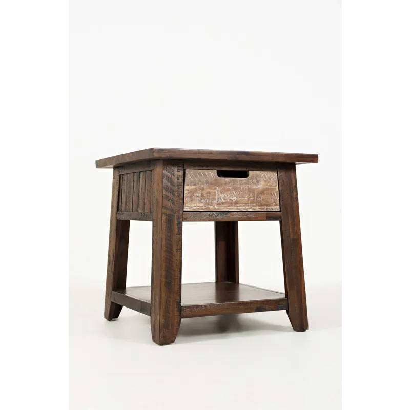 Painted Canyon Rustic Three Piece Living Room Coffee, End Table And USB Charging Table Set
