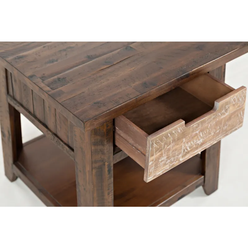 Painted Canyon Rustic Solid Acacia End Table