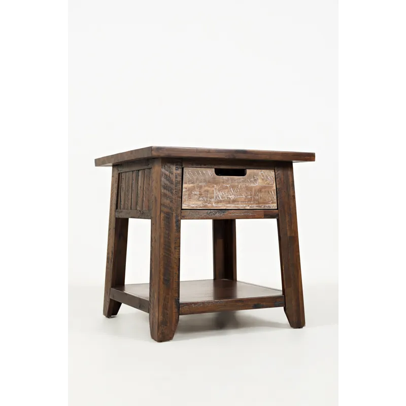Painted Canyon Rustic Solid Acacia End Table