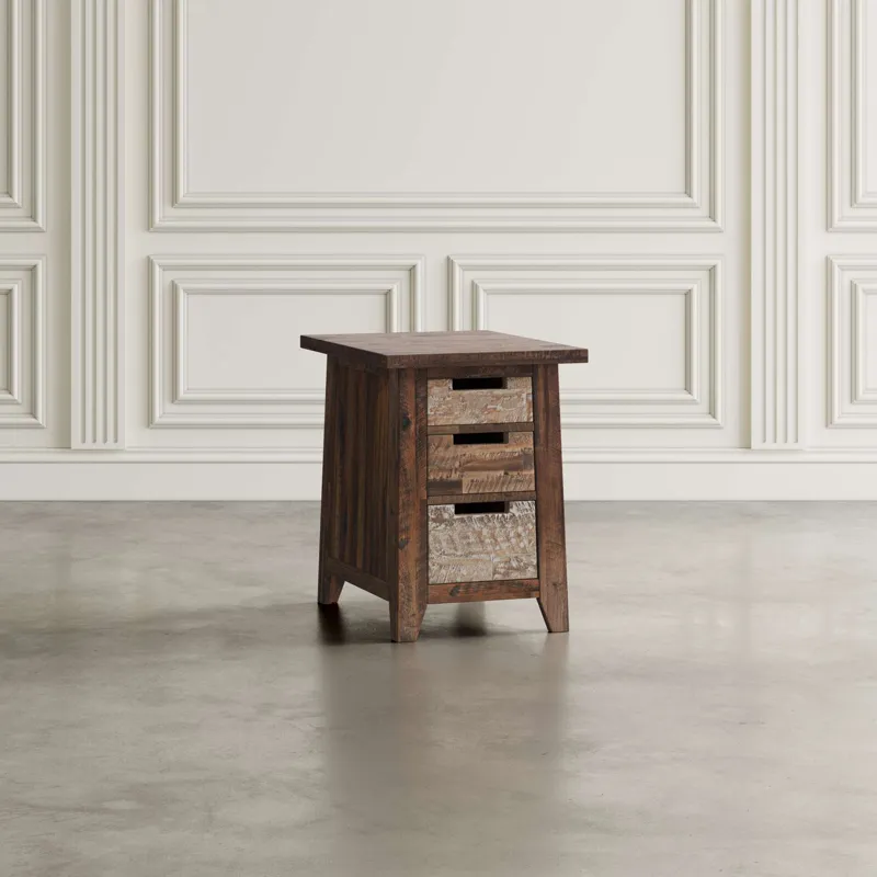 Painted Canyon Rustic Three Piece Living Room Coffee, End Table And USB Charging Table Set