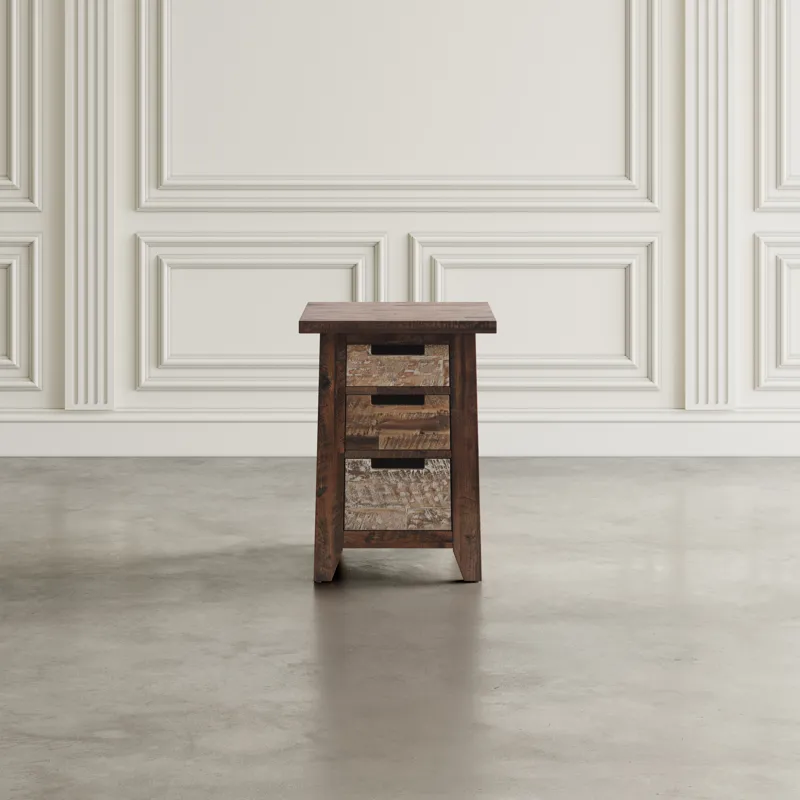 Painted Canyon Rustic Solid Acacia USB Charging End Table