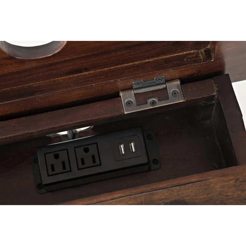 Painted Canyon Rustic Solid Acacia USB Charging End Table