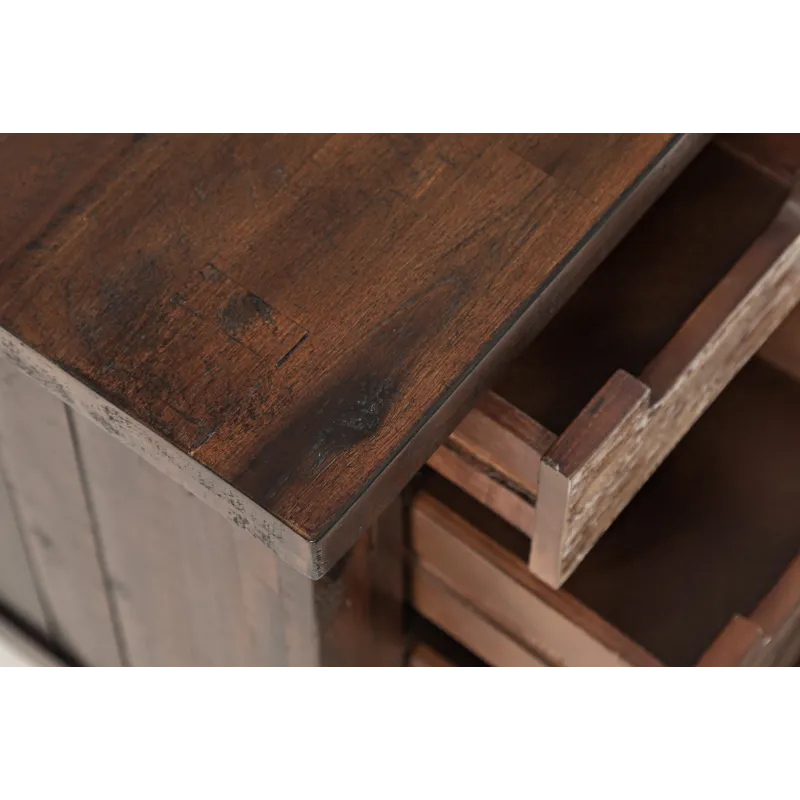 Painted Canyon Rustic Solid Acacia USB Charging End Table