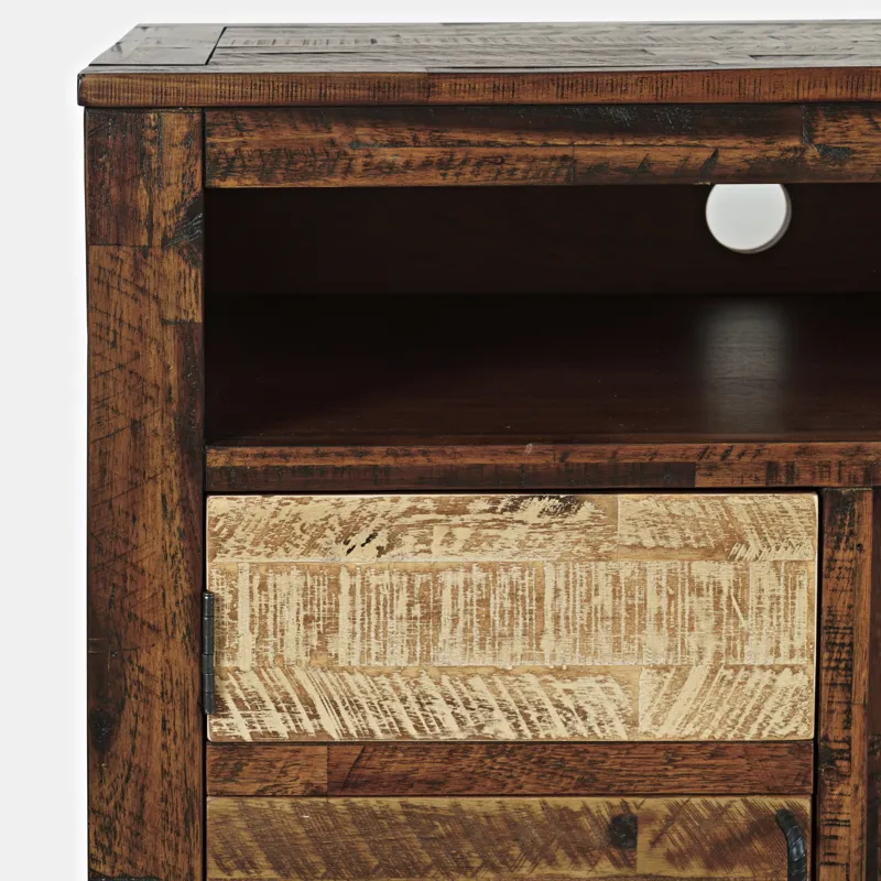 Painted Canyon Rustic 60\" Storage Console TV Stand With Electric Fireplace