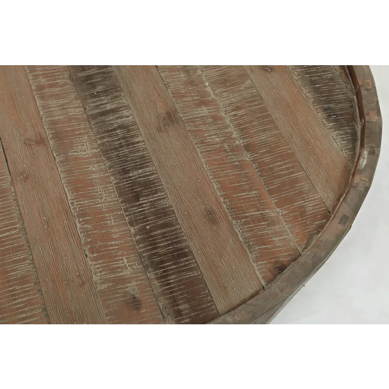Conundrum Modern Distressed Solid Wood Drum Coffee Table