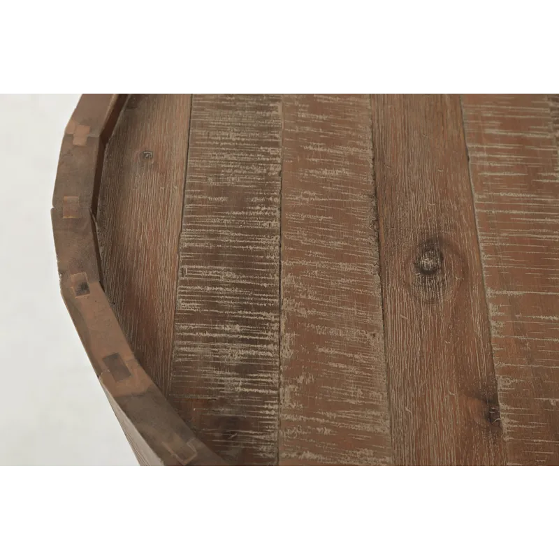 Conundrum Modern Distressed Solid Wood Drum End Table