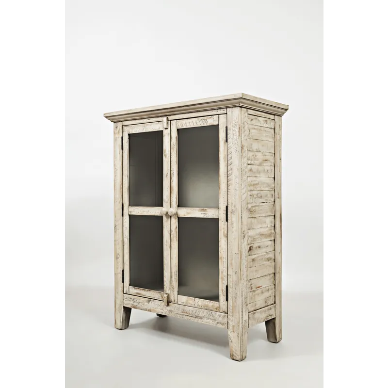 Rustic Shores 32\" Coastal Distressed Acacia Two-Door Accent Cabinet