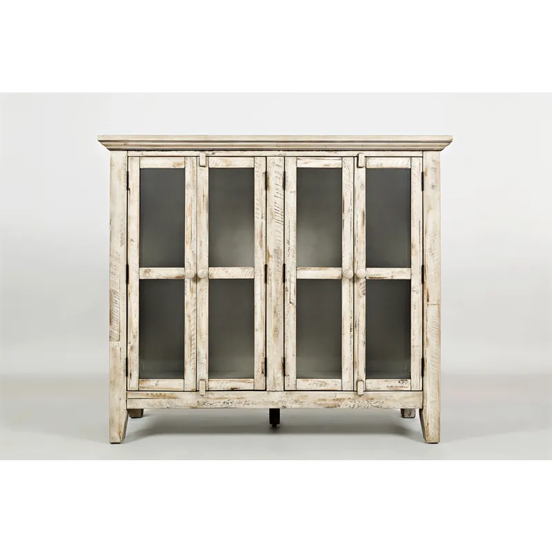 Rustic Shores 48\" Coastal Distressed Acacia Four-Door Accent Cabinet