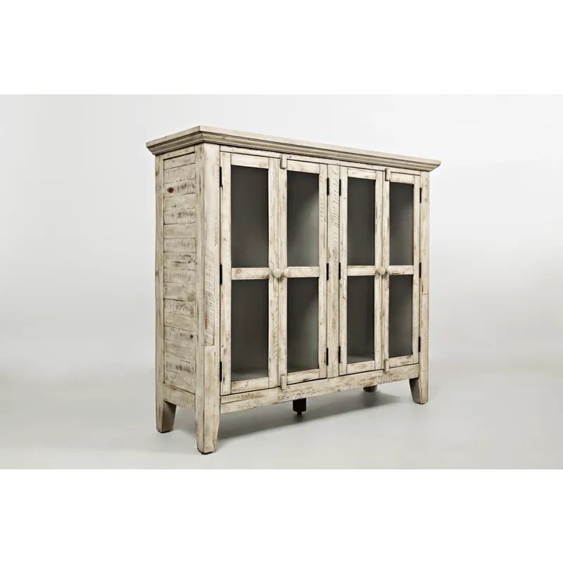 Rustic Shores 48\" Coastal Distressed Acacia Four-Door Accent Cabinet
