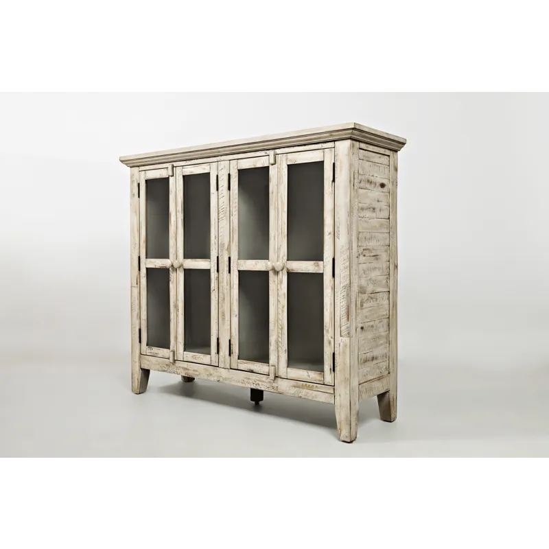Rustic Shores 48\" Coastal Distressed Acacia Four-Door Accent Cabinet